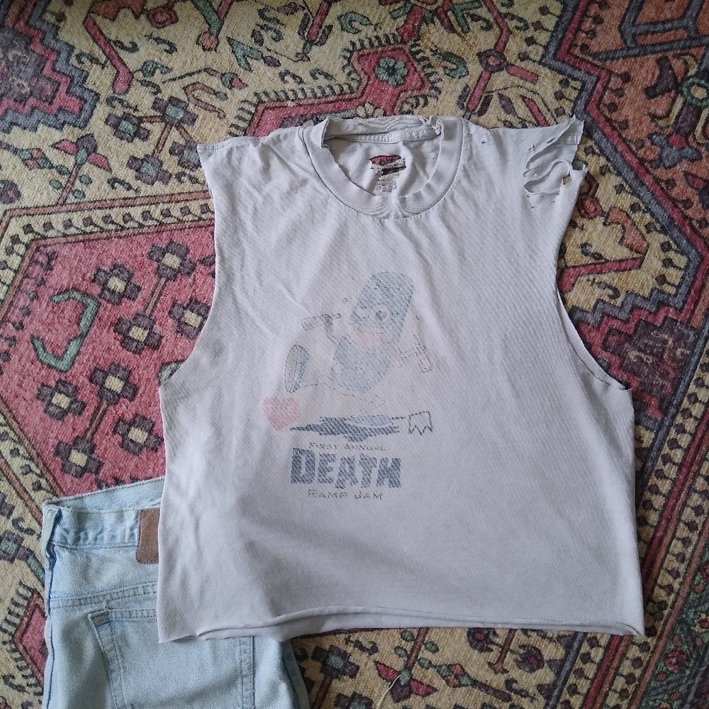 Distressed Cropped Soft Skate Tee